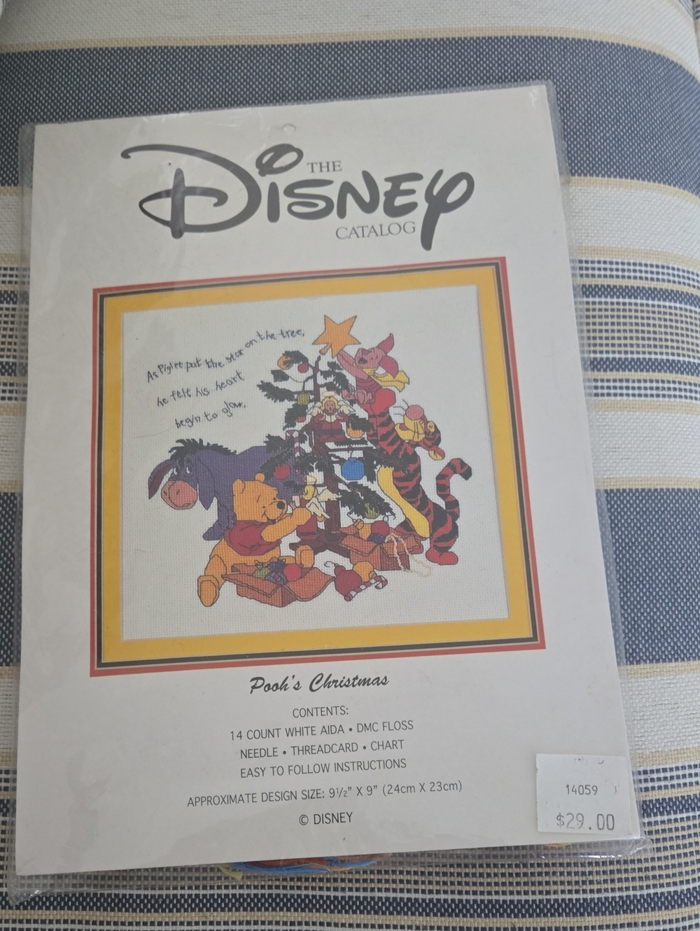 Disney "Pooh's Christmas" Cross Stitch Kit - White Aida